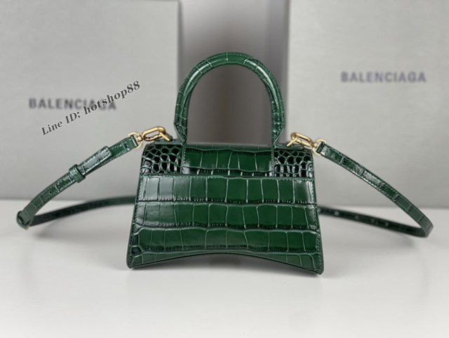 Balenciaga專櫃新款升級版鱷魚紋/墨綠色手提包肩背女包 巴黎世家原廠皮版本XS號沙漏包 fyj1360